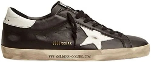 Golden Goose Super-Star Leather Upper Shiny Leather Star and Heel Mens Distressed Sneaker