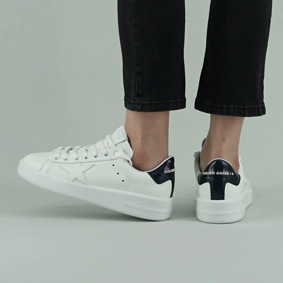 Golden Goose Women's Fashion Distressed Sneakers - Italian Leather Pure Star Shiny Trendy Shoes, White Sneakers