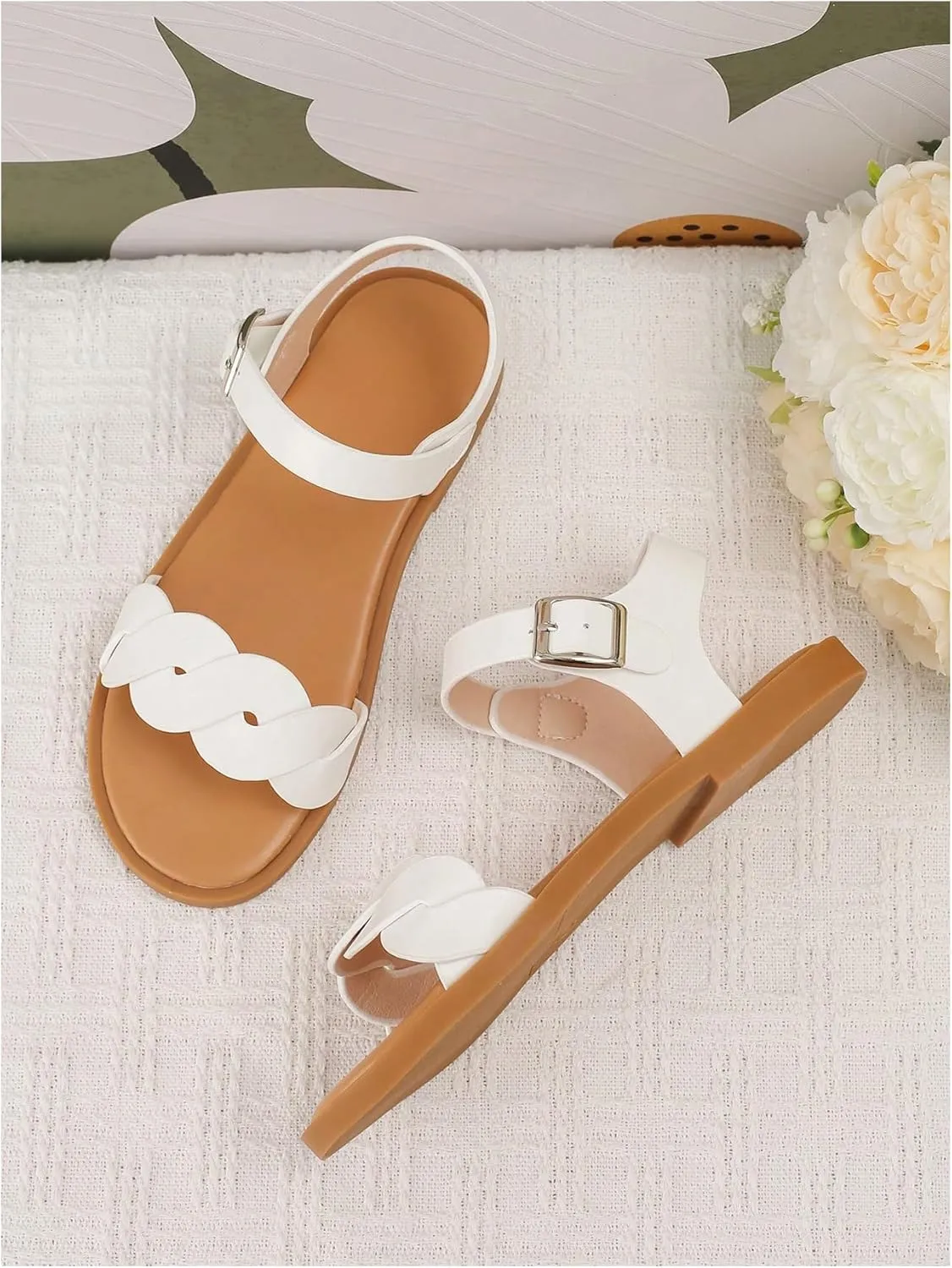 GORGLITTER Girl's Crossover Open Toe Cute Flats Dress Sandals Strappy Summer Shoes