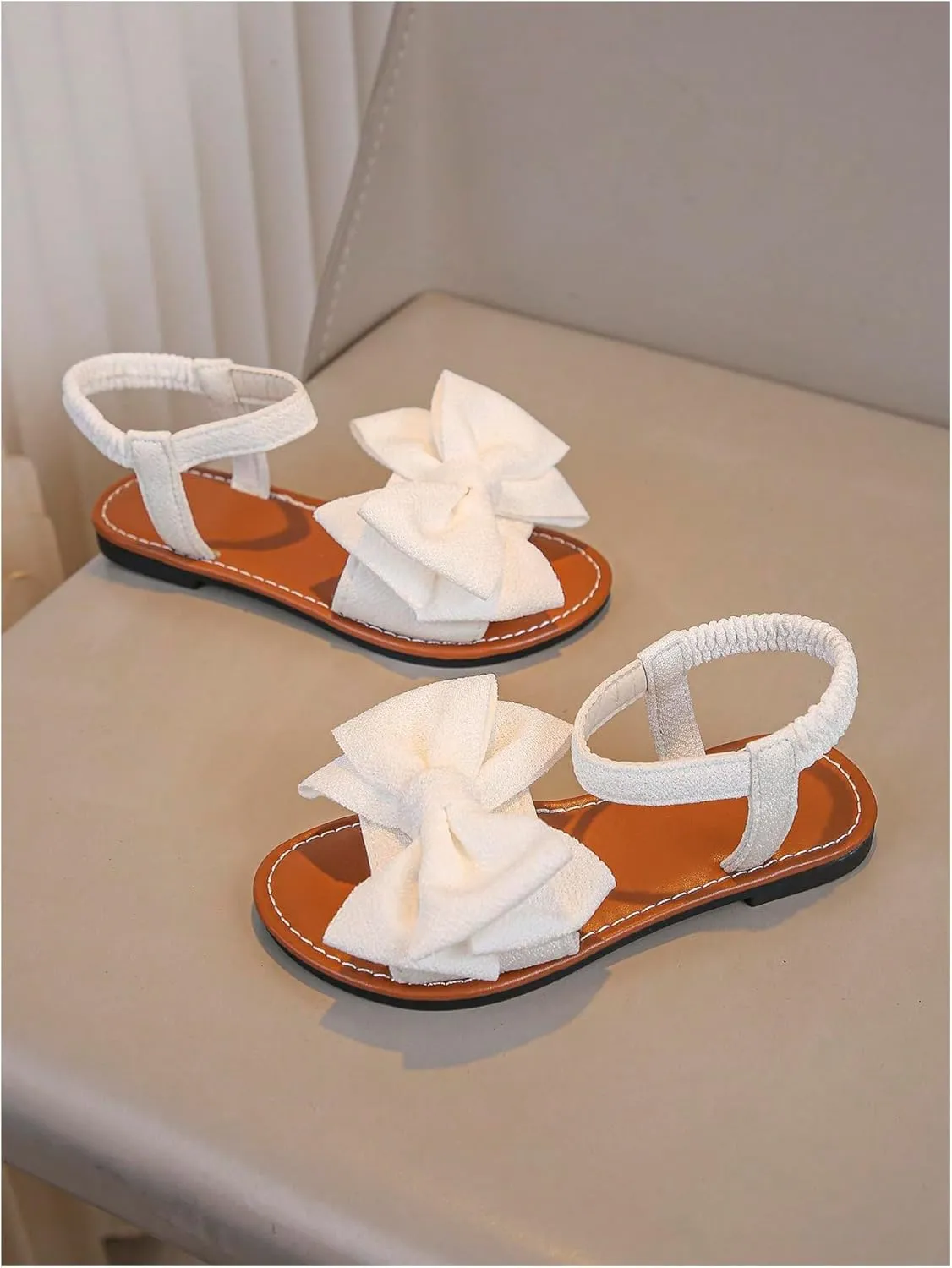 GORGLITTER Girl's Sandals Dressy Bow Ankle Strap Sandal Open Toe Slides Flats Summer Cute Vacation Sandals