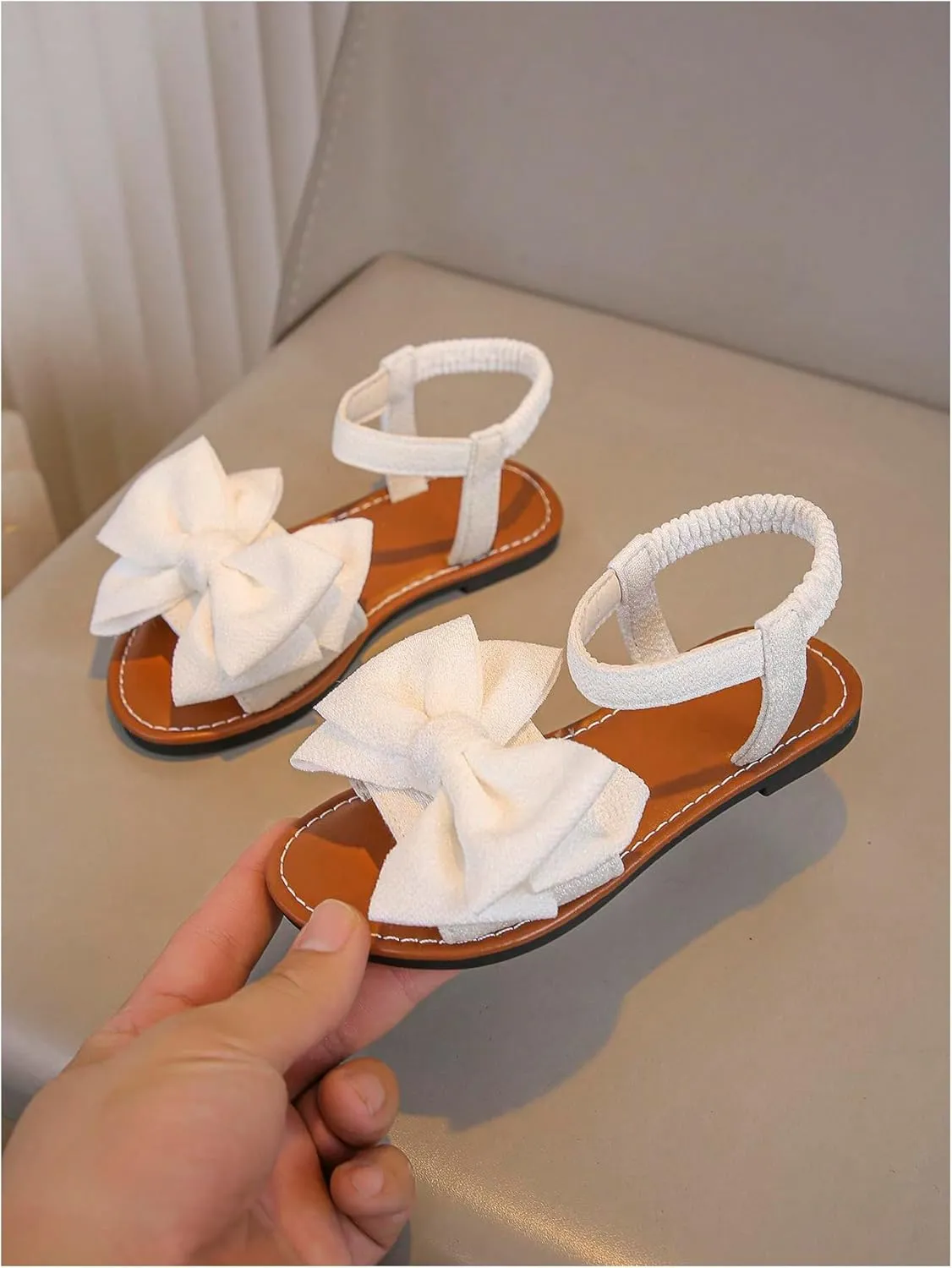 GORGLITTER Girl's Sandals Dressy Bow Ankle Strap Sandal Open Toe Slides Flats Summer Cute Vacation Sandals