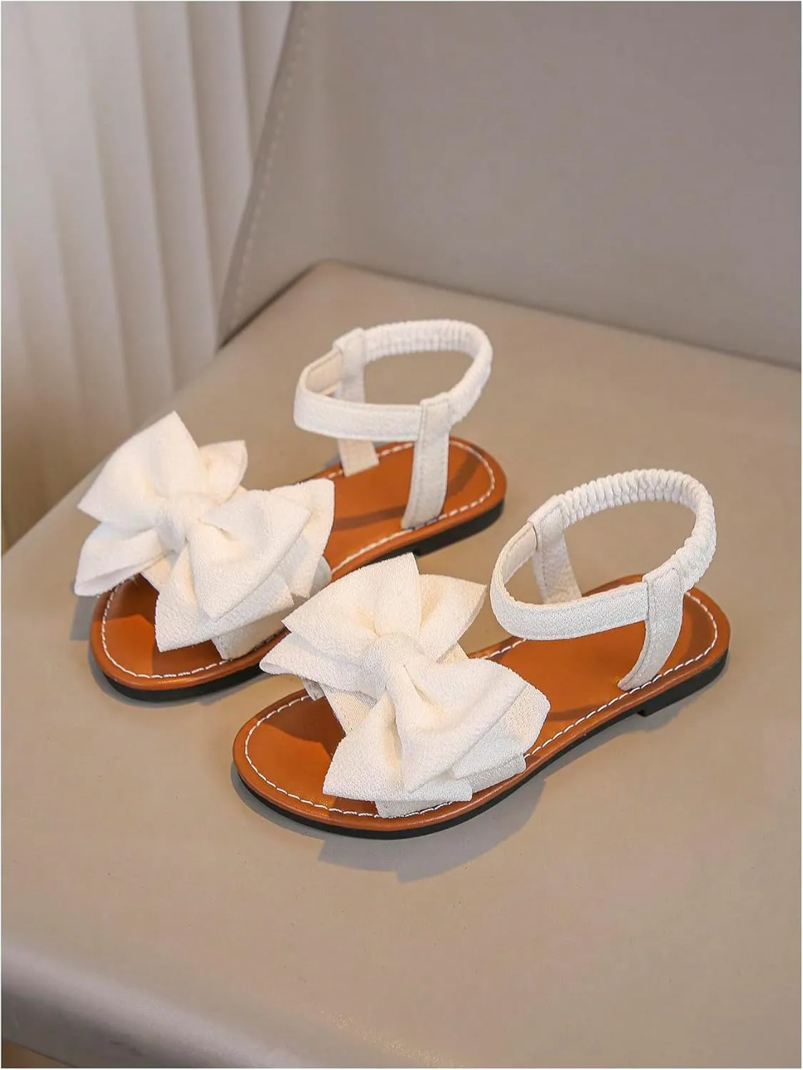 GORGLITTER Girl's Sandals Dressy Bow Ankle Strap Sandal Open Toe Slides Flats Summer Cute Vacation Sandals