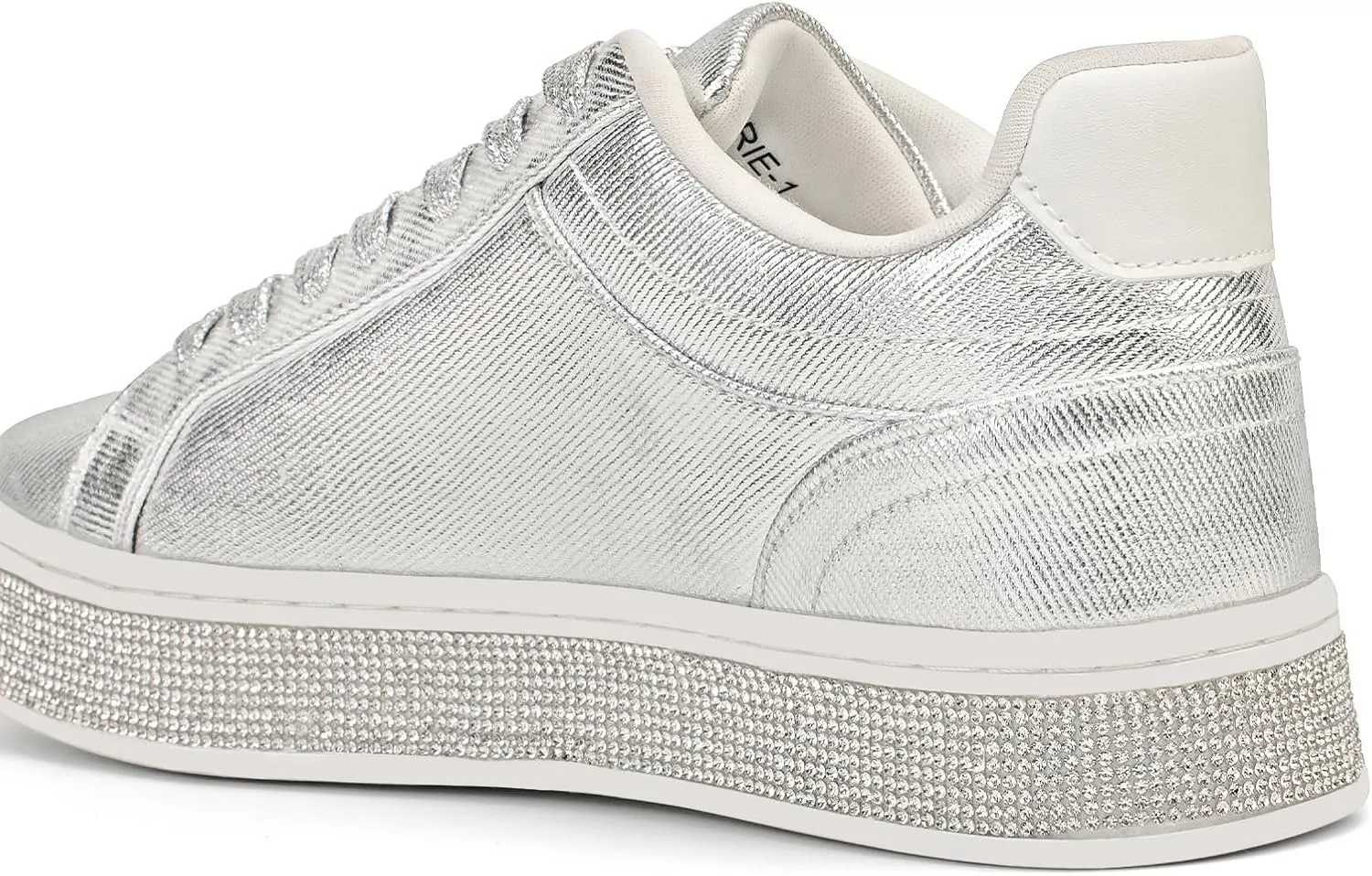 GOSERCE Women's Fashion Sneakers with Sparkly Glitter Rhinestone Sneakers Platform Tennis Shoes Trendy Cute Comfortable Casual Dressy Wedding Bridal Walking Concert Fall