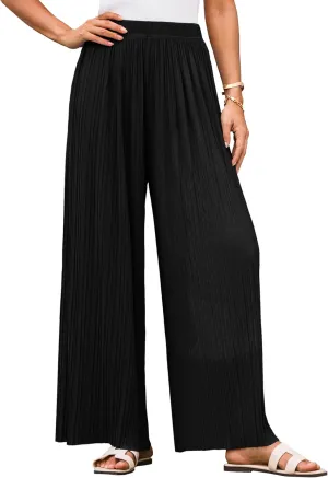 GRACE KARIN Womens Casual Wide Leg Pants Pleated High Elastic Waist Flowy Loose Beach Palazzo Pants Work Trousers Summer