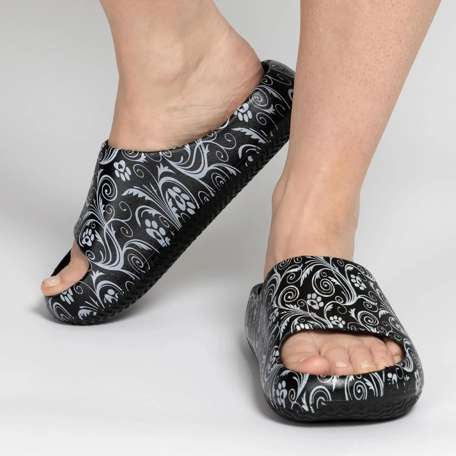 GreaterGood Paw Print Pillow Slides Lightweight EVA Slip On Sandals Cushioned Sole Quick Dry Animal Lover Shoes for Women