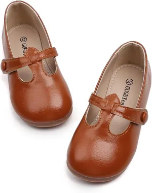 GUGUYeah Toddler Girl Mary Jane Dress Shoes,PU Leather T-Strap Princess Ballerina Flats for Wedding Party School (Toddler/Little Kid)