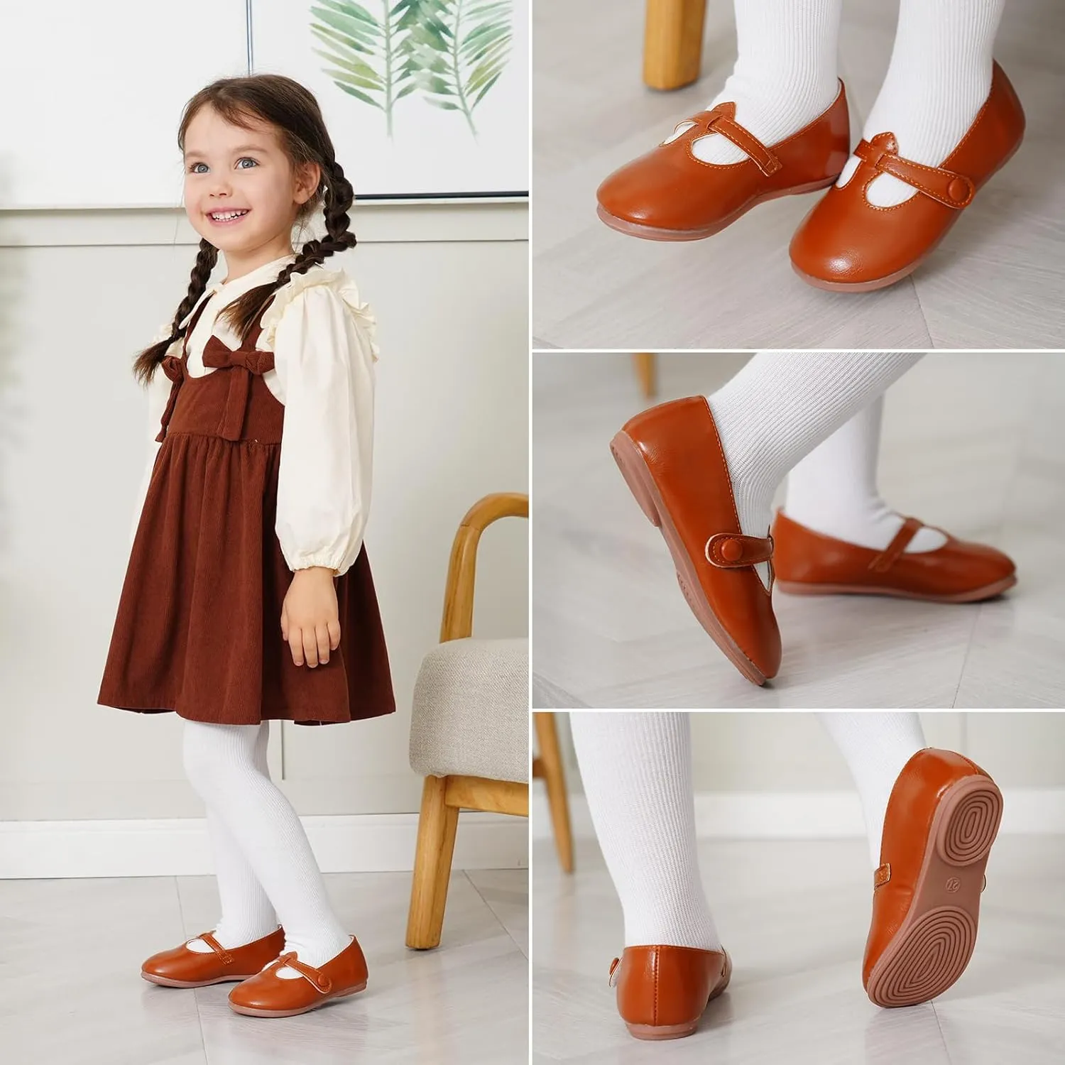 GUGUYeah Toddler Girl Mary Jane Dress Shoes,PU Leather T-Strap Princess Ballerina Flats for Wedding Party School (Toddler/Little Kid)