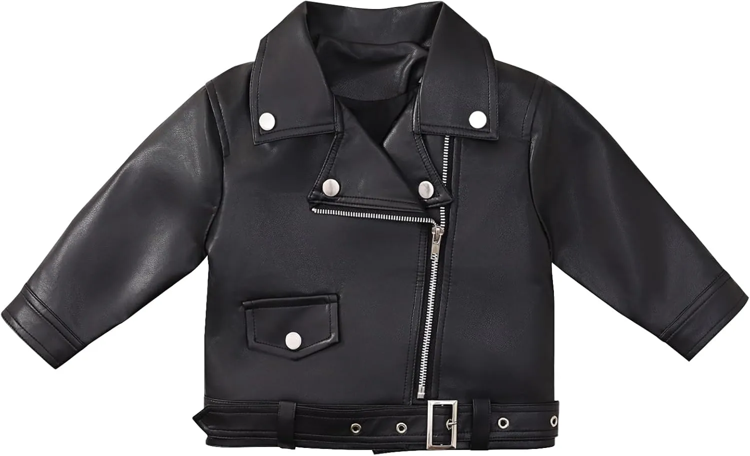 Happy Cherry Baby Girl Faux Leather Motorcycle Jacket Cute Ruffle Spring Fall PU Coat 1-5 Years