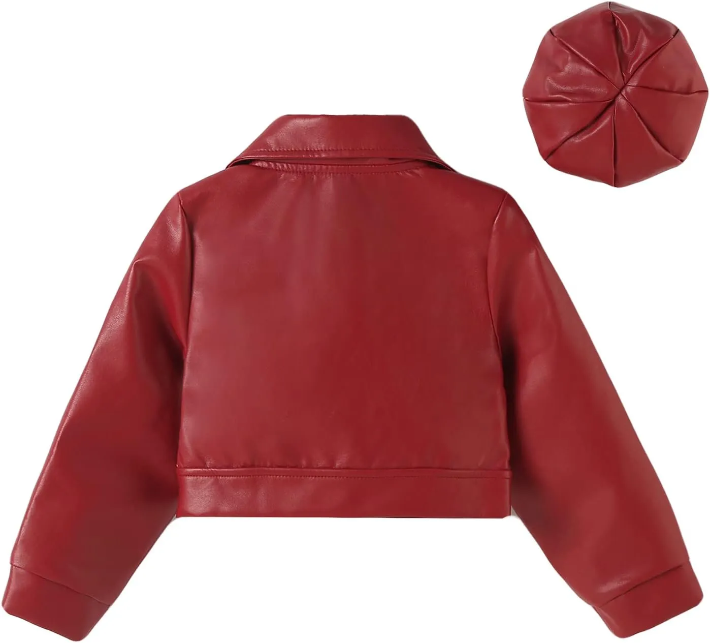 Happy Cherry Baby Girl Faux Leather Motorcycle Jacket Cute Ruffle Spring Fall PU Coat 1-5 Years