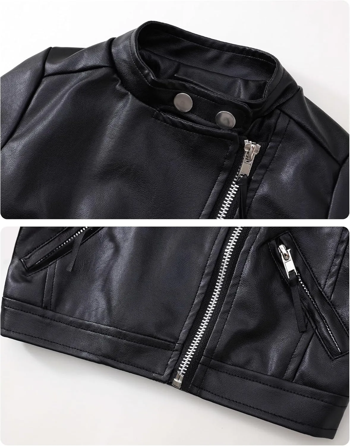 Happy Cherry Baby Girl Faux Leather Motorcycle Jacket Cute Ruffle Spring Fall PU Coat 1-5 Years