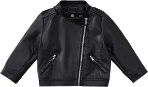 Happy Cherry Baby Girl Faux Leather Motorcycle Jacket Cute Ruffle Spring Fall PU Coat 1-5 Years