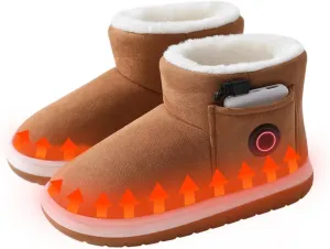 Heated Slippers for Women, Snow Resistant Foot Warmer Shoes For Women, Heated Boots, 3 Temperature Settings, Rechargeable 5000mAh Batteries, Heated Booties for Everyday Wear, Beige