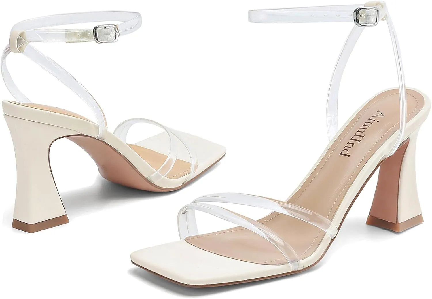 Heeled Sandals for Women Chunky Block High Heels Square Open Toe Sandals with Ankle Strap 3 Inch Dress Heels Comfortable