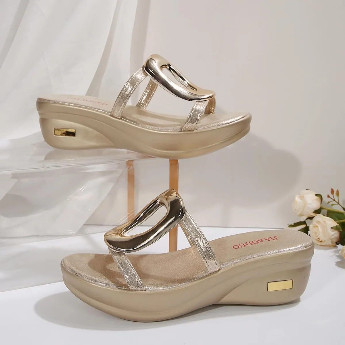 Heeled Sandals for Women Dressy Flip Flops for Women Square Fish Mouth Sandals