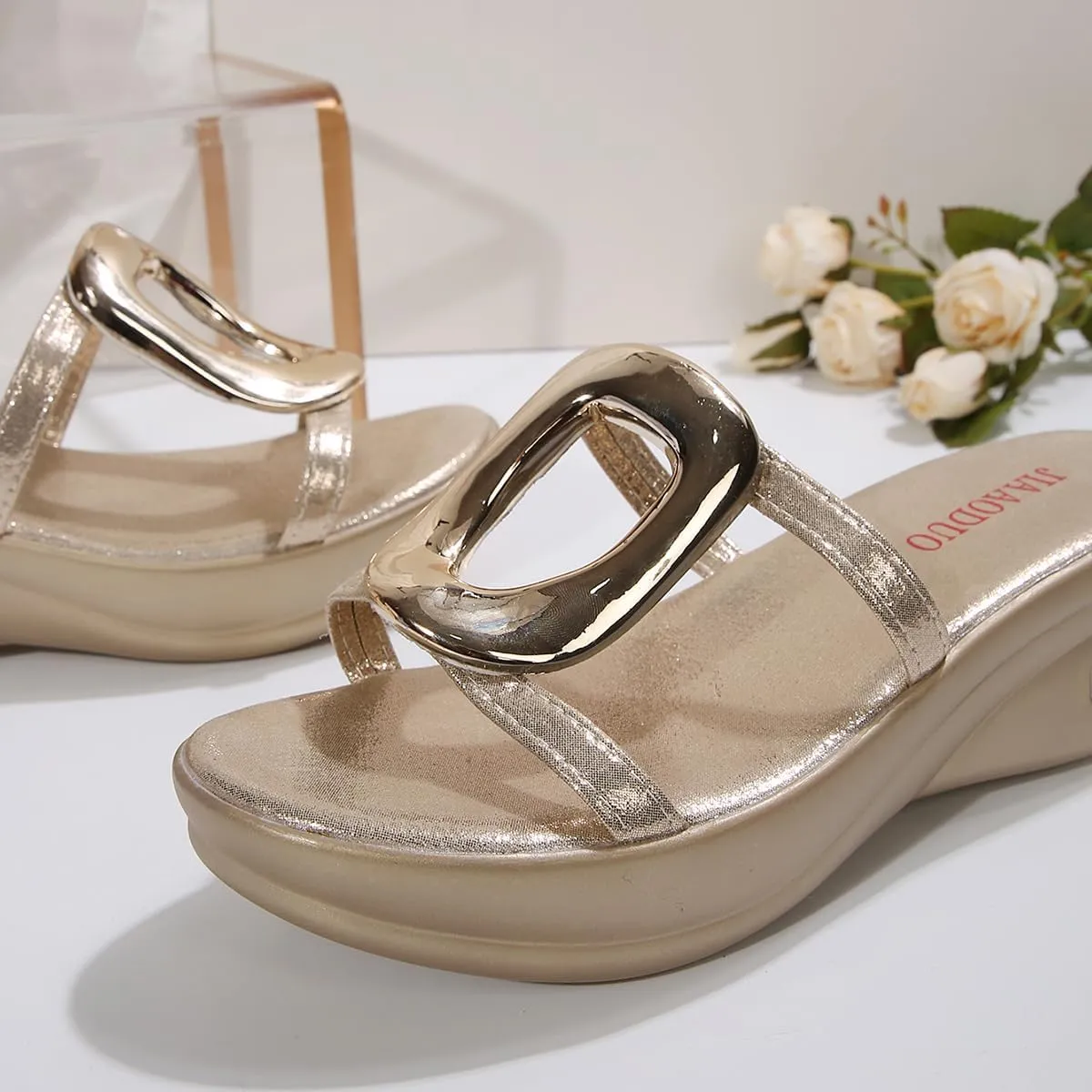 Heeled Sandals for Women Dressy Flip Flops for Women Square Fish Mouth Sandals