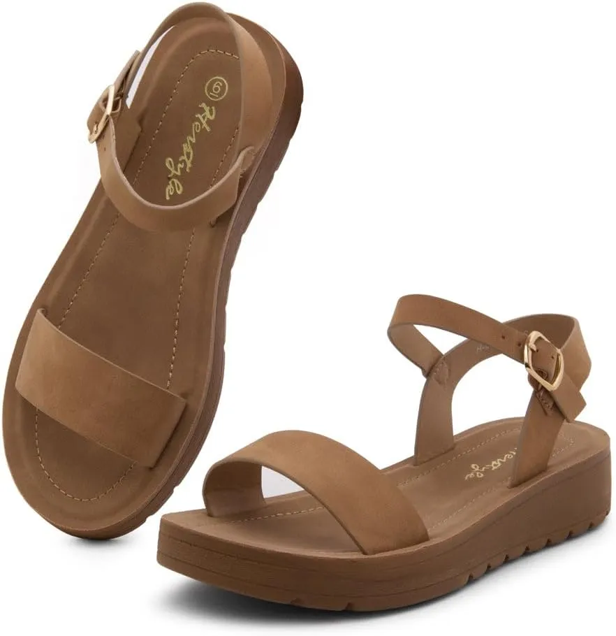Herstyle Women’s Flat Sandals – One Band Ankle Strap Dressy Casual Sandals with Cushioned Footbed | Comfortable Open Toe Walking Shoes for Summer & Daily Wear