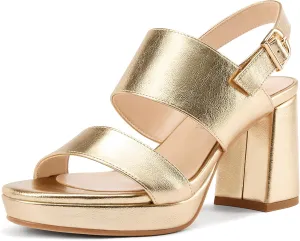HEUIVZAR Womens Platform Chunky Block Heels Open Toe Ankle Strap Mid Heel Sandals Slingback Classic Dress Shoes 3.2 Inches Heels