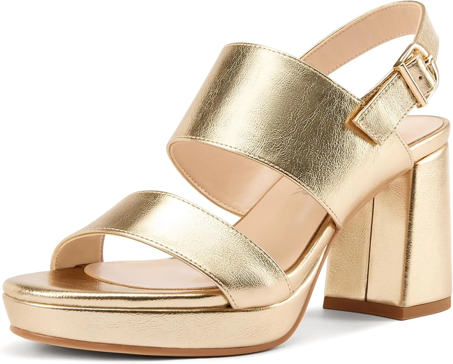 HEUIVZAR Womens Platform Chunky Block Heels Open Toe Ankle Strap Mid Heel Sandals Slingback Classic Dress Shoes 3.2 Inches Heels