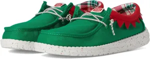 Hey Dude Kids Wally Holiday Elf (Little Kid/Big Kid) - Loafers for Kids - Canvas Upper - Cotton Lining