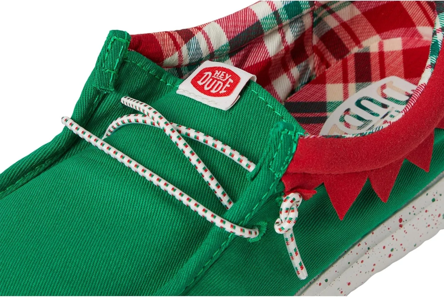 Hey Dude Kids Wally Holiday Elf (Little Kid/Big Kid) - Loafers for Kids - Canvas Upper - Cotton Lining