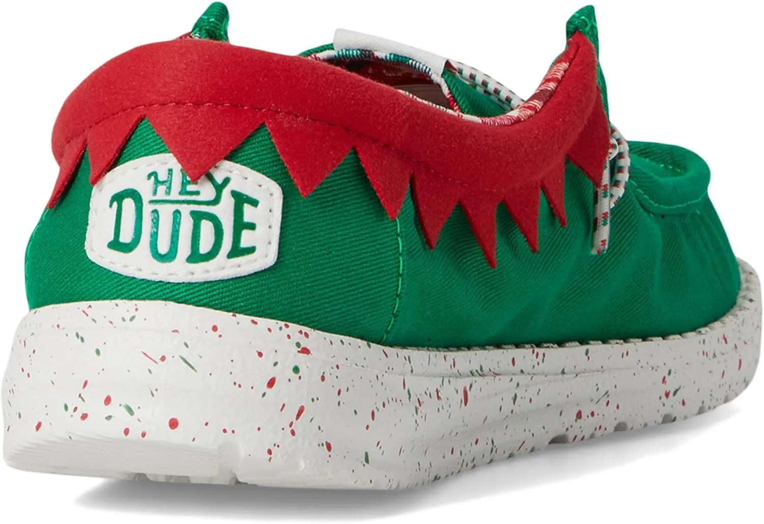 Hey Dude Kids Wally Holiday Elf (Little Kid/Big Kid) - Loafers for Kids - Canvas Upper - Cotton Lining