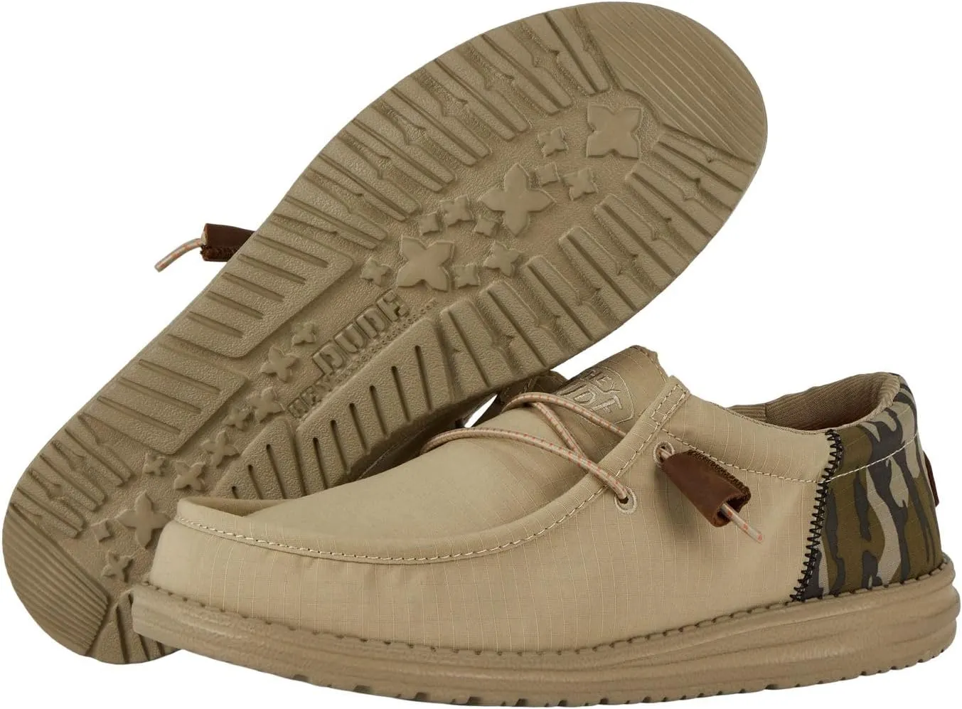 Hey Dude Wally Funk Mossy Oak Original Bottomland Loafers for Men - Ripstop Upper - Round-Toe Silhouette