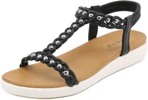 HNGHOU Women's Summer Sandals Shoes Casual Comfort Open Toe Shoes Flat Sandals