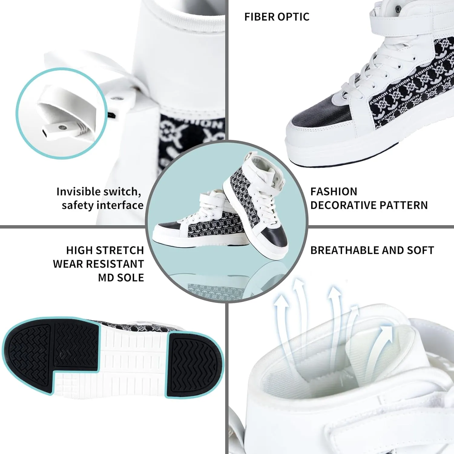 Hot Dingding Fiber Optic LED Shoes for Women Men Light Up Sneakers for Adult USB Charging Flashing Luminous Trainers Shoes