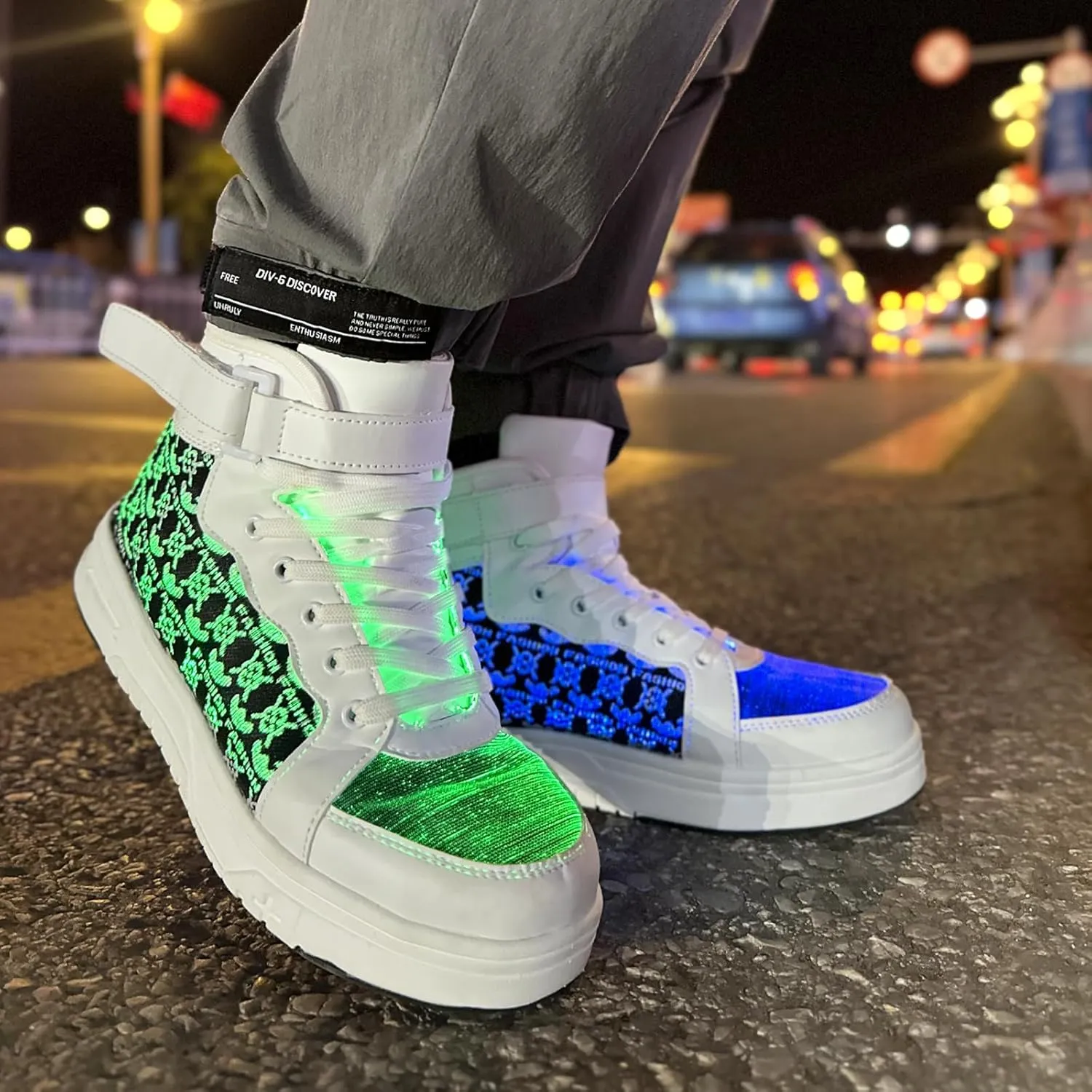 Hot Dingding Fiber Optic LED Shoes for Women Men Light Up Sneakers for Adult USB Charging Flashing Luminous Trainers Shoes
