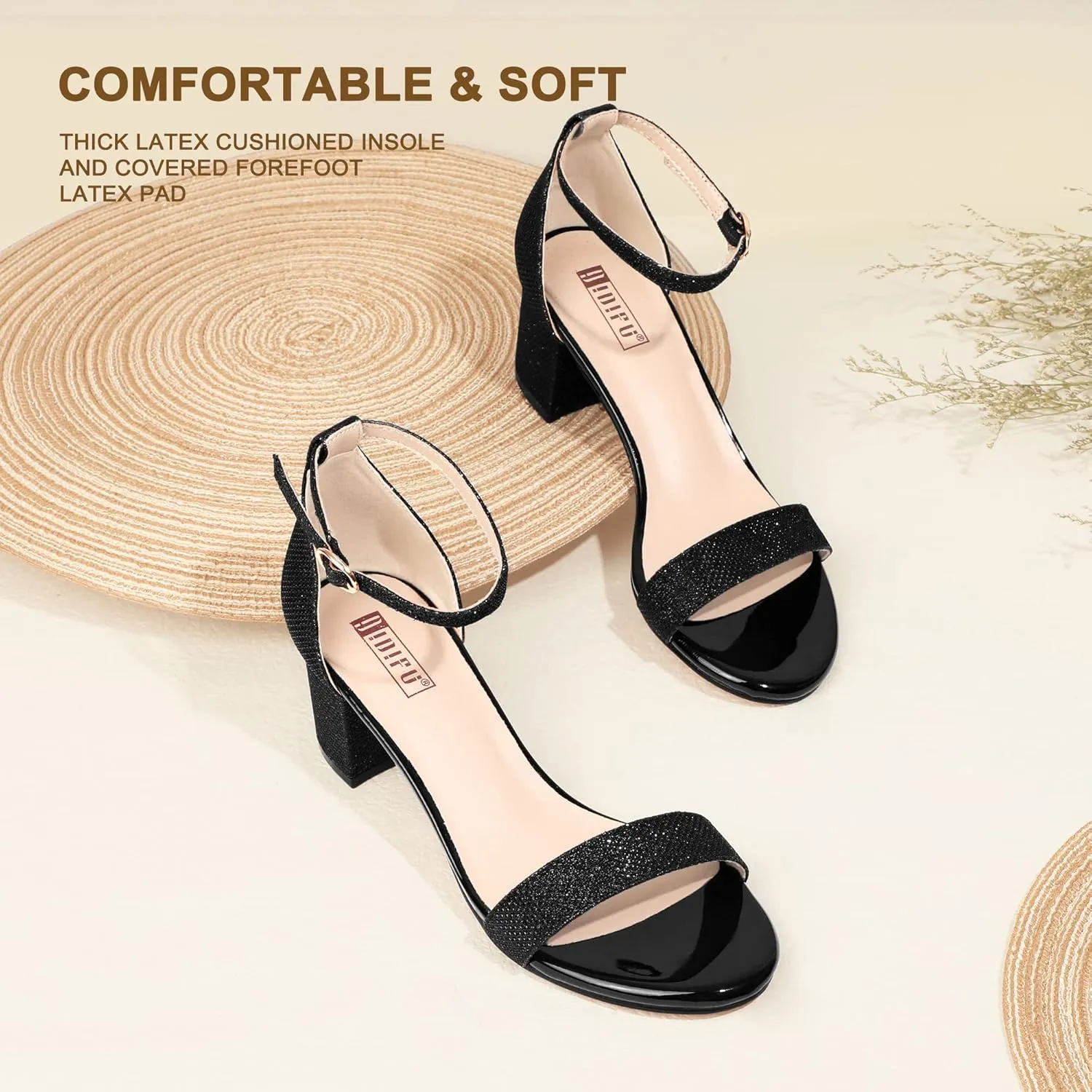 IDIFU Women's Cookie-LO Low Block Heels Chunky Sandals Ankle Strap Wedding Dress Pump Shoes