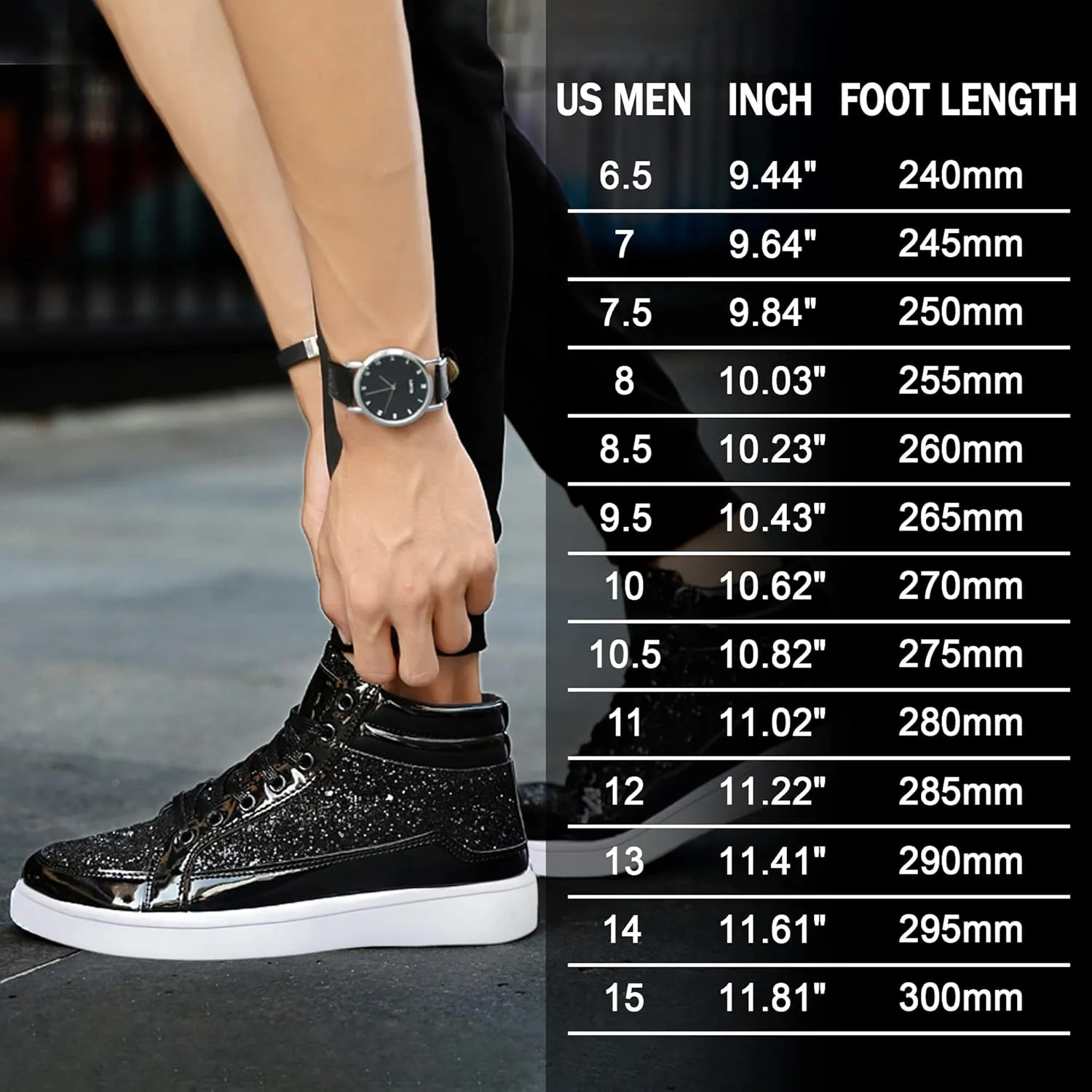 IGxx Glitter Shoes for Men Fashion High Top Casual Sequin Sparkly Sneakers Men's Bling Shiny Men