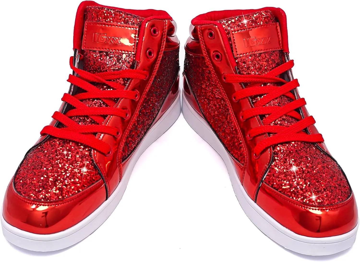 IGxx Glitter Shoes for Men Fashion High Top Casual Sequin Sparkly Sneakers Men's Bling Shiny Men