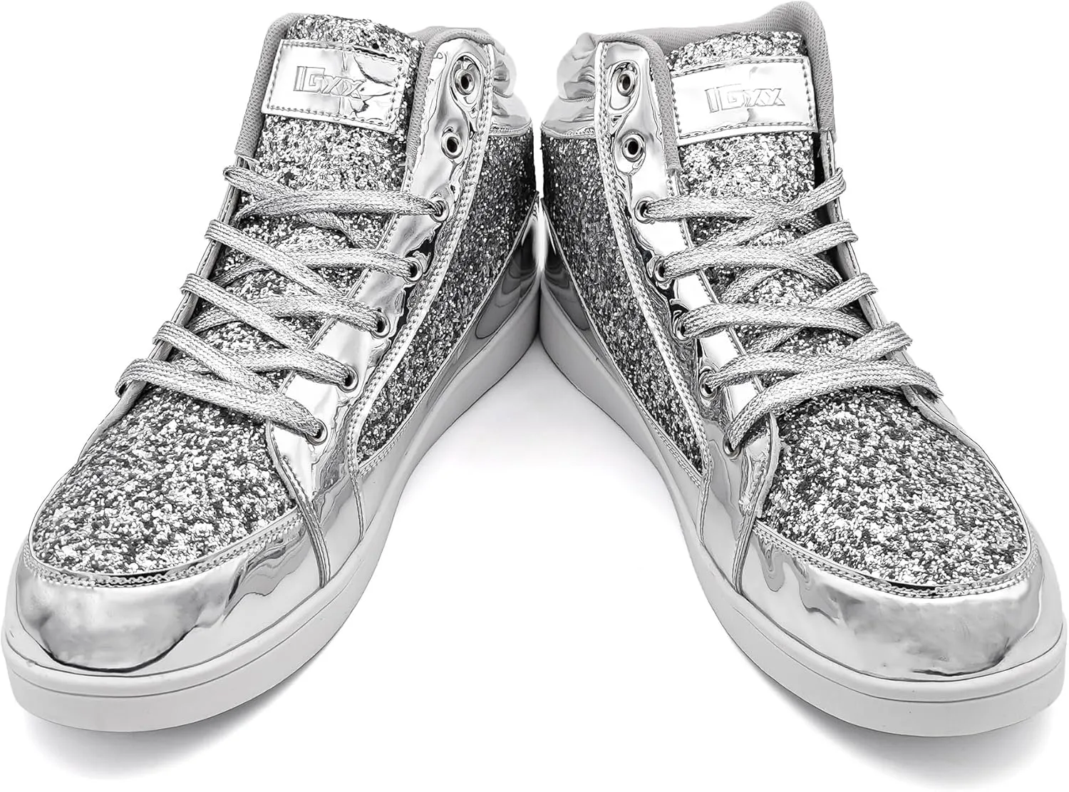 IGxx Glitter Shoes for Men Fashion High Top Casual Sequin Sparkly Sneakers Men's Bling Shiny Men