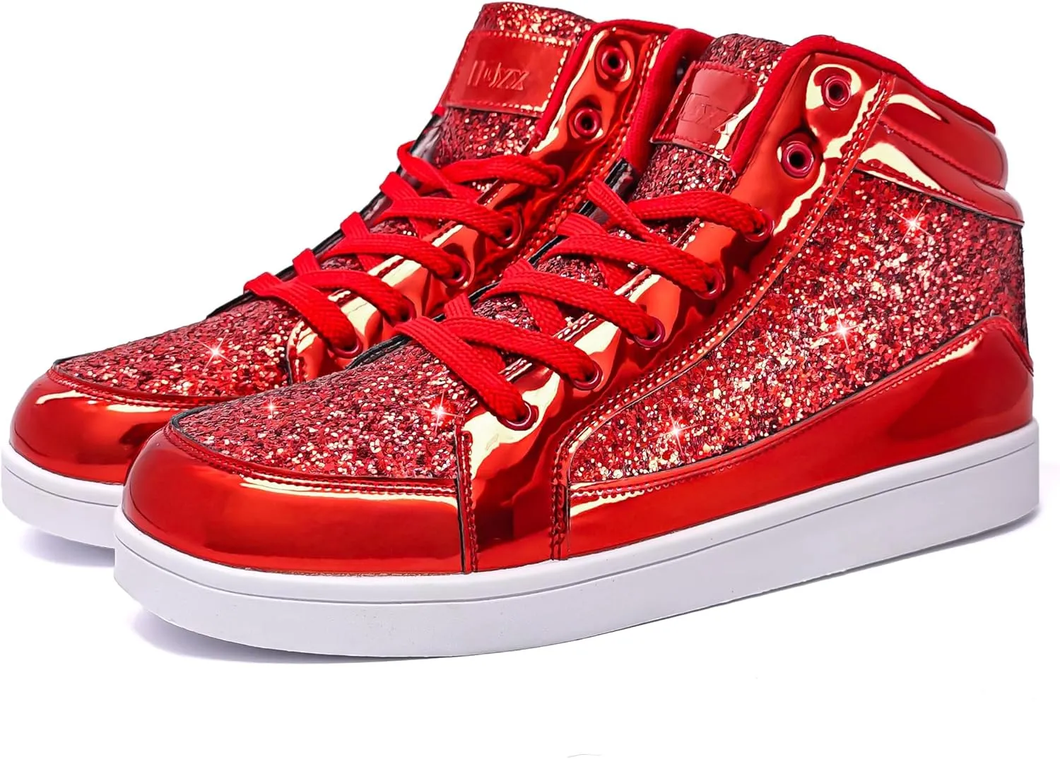 IGxx Glitter Shoes for Men Fashion High Top Casual Sequin Sparkly Sneakers Men's Bling Shiny Men