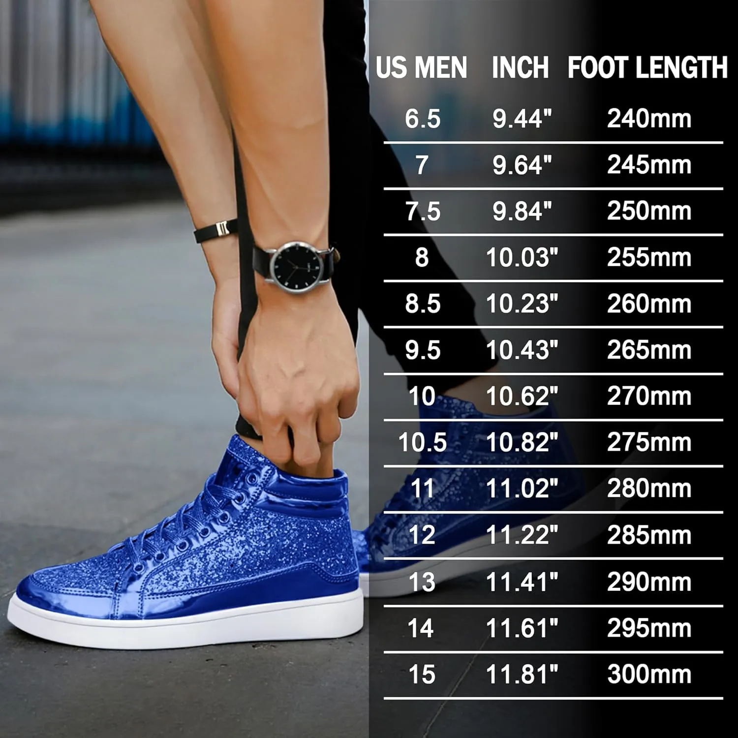 IGxx Glitter Shoes for Men Fashion High Top Casual Sequin Sparkly Sneakers Men's Bling Shiny Men