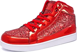 IGxx Glitter Shoes for Men Fashion High Top Casual Sequin Sparkly Sneakers Men's Bling Shiny Men