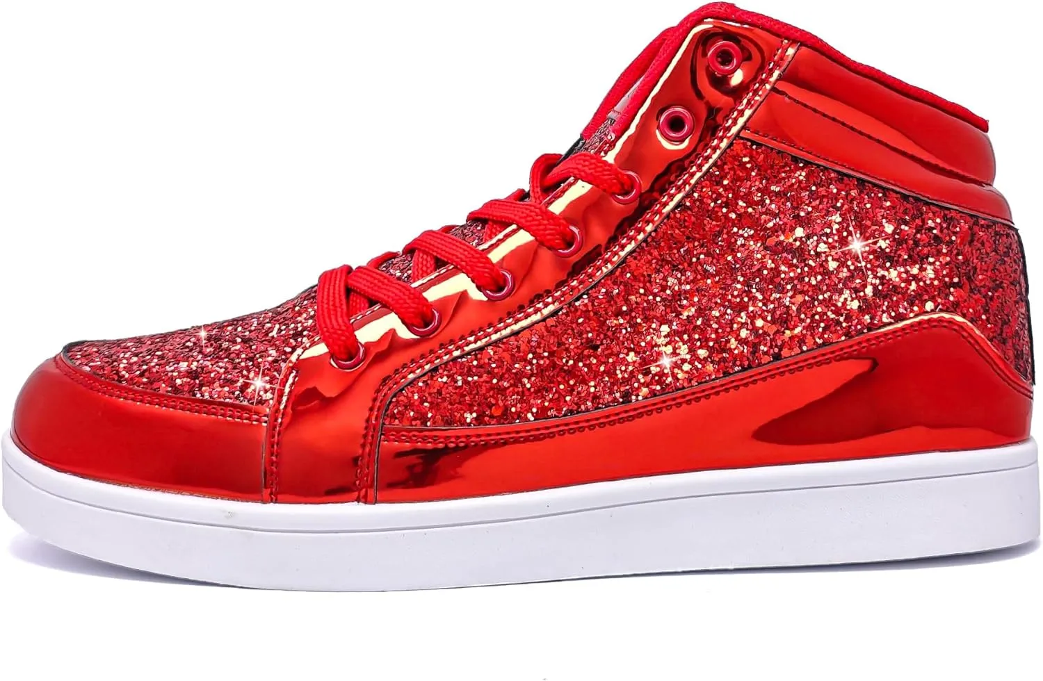 IGxx Glitter Shoes for Men Fashion High Top Casual Sequin Sparkly Sneakers Men's Bling Shiny Men