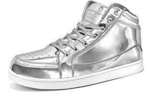 IGxx Men's Sneakers Punk Ankle Boots for Men Metal Rivet High Top Lace-up Running Basketball Shoes for Shiny Metal Decoration Shoes Motorcycle Boots