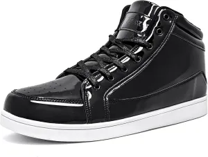IGxx Men's Sneakers Punk Ankle Boots for Men Metal Rivet High Top Lace-up Running Basketball Shoes for Shiny Metal Decoration Shoes Motorcycle Boots