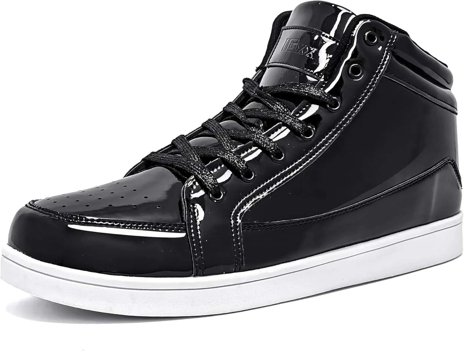 IGxx Men's Sneakers Punk Ankle Boots for Men Metal Rivet High Top Lace-up Running Basketball Shoes for Shiny Metal Decoration Shoes Motorcycle Boots