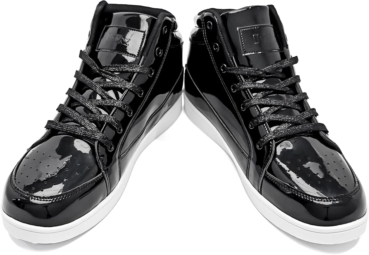 IGxx Men's Sneakers Punk Ankle Boots for Men Metal Rivet High Top Lace-up Running Basketball Shoes for Shiny Metal Decoration Shoes Motorcycle Boots