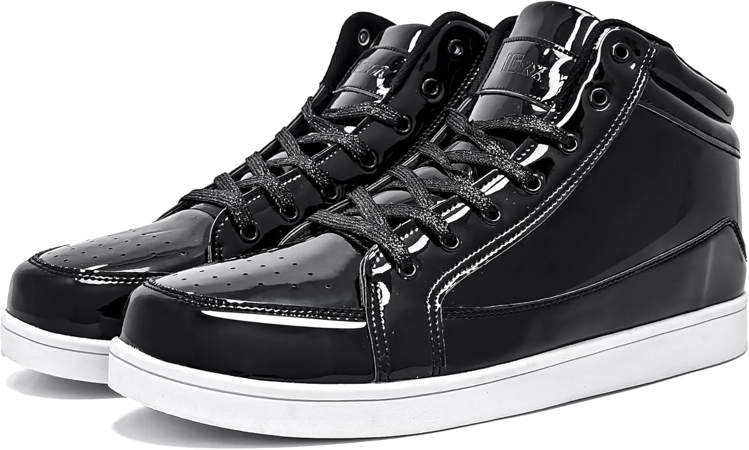 IGxx Men's Sneakers Punk Ankle Boots for Men Metal Rivet High Top Lace-up Running Basketball Shoes for Shiny Metal Decoration Shoes Motorcycle Boots