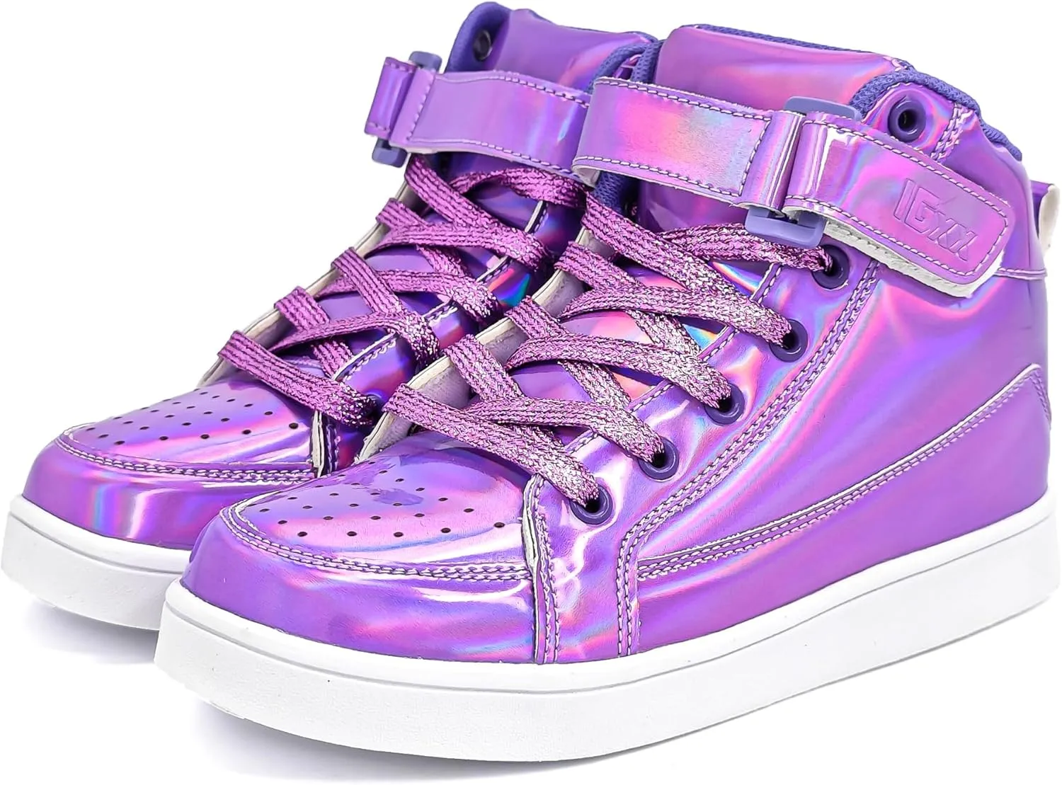 IGxx Sequins Shoes for Kids Boys Fashion Sparkle Gold Shoes Bling Shiny High Top Sneakers Girls Hook&Loop