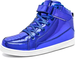 IGxx Sequins Shoes for Kids Boys Fashion Sparkle Gold Shoes Bling Shiny High Top Sneakers Girls Hook&Loop