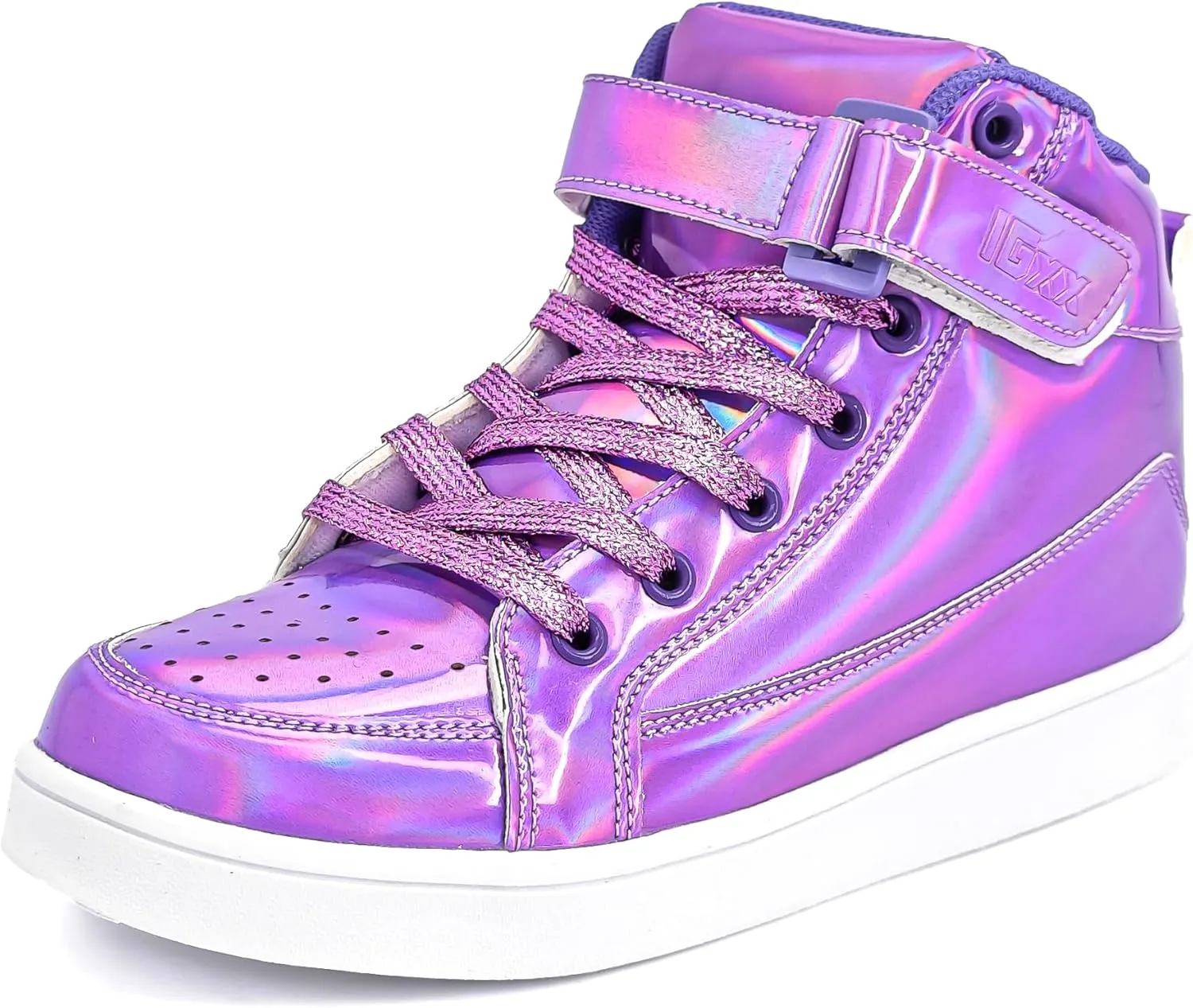 IGxx Sequins Shoes for Kids Boys Fashion Sparkle Gold Shoes Bling Shiny High Top Sneakers Girls Hook&Loop