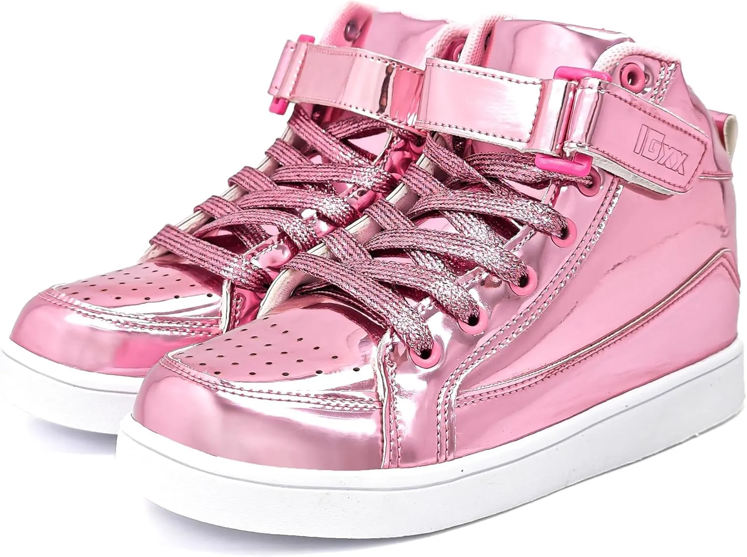 IGxx Sequins Shoes for Kids Boys Fashion Sparkle Gold Shoes Bling Shiny High Top Sneakers Girls Hook&Loop