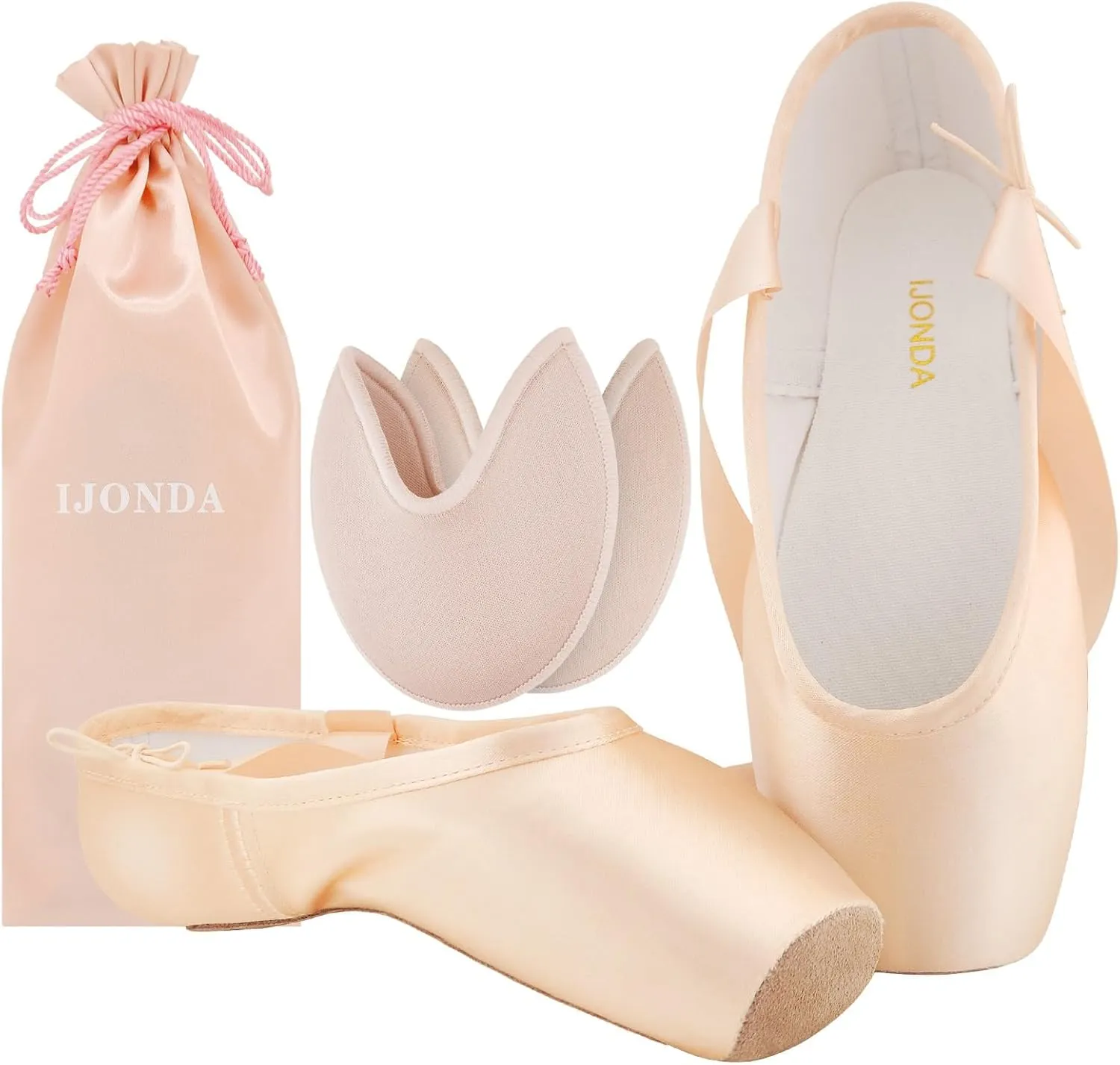 IJONDA Pointe Shoes for Women, Professional Performance Grade Ballet Shoes, Girls Flats Dance Slippers