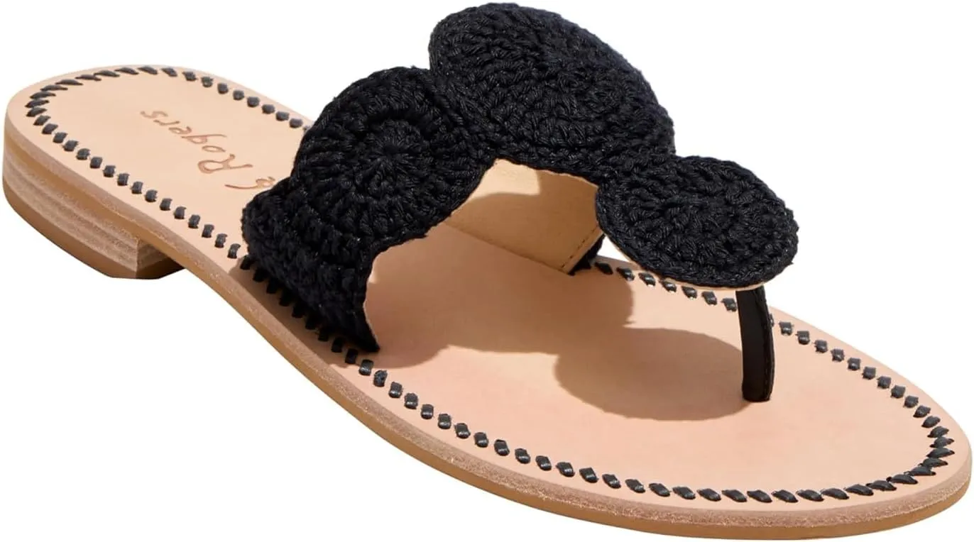 Jack Rogers Jacks Crochet Sandals Black 5.5 M