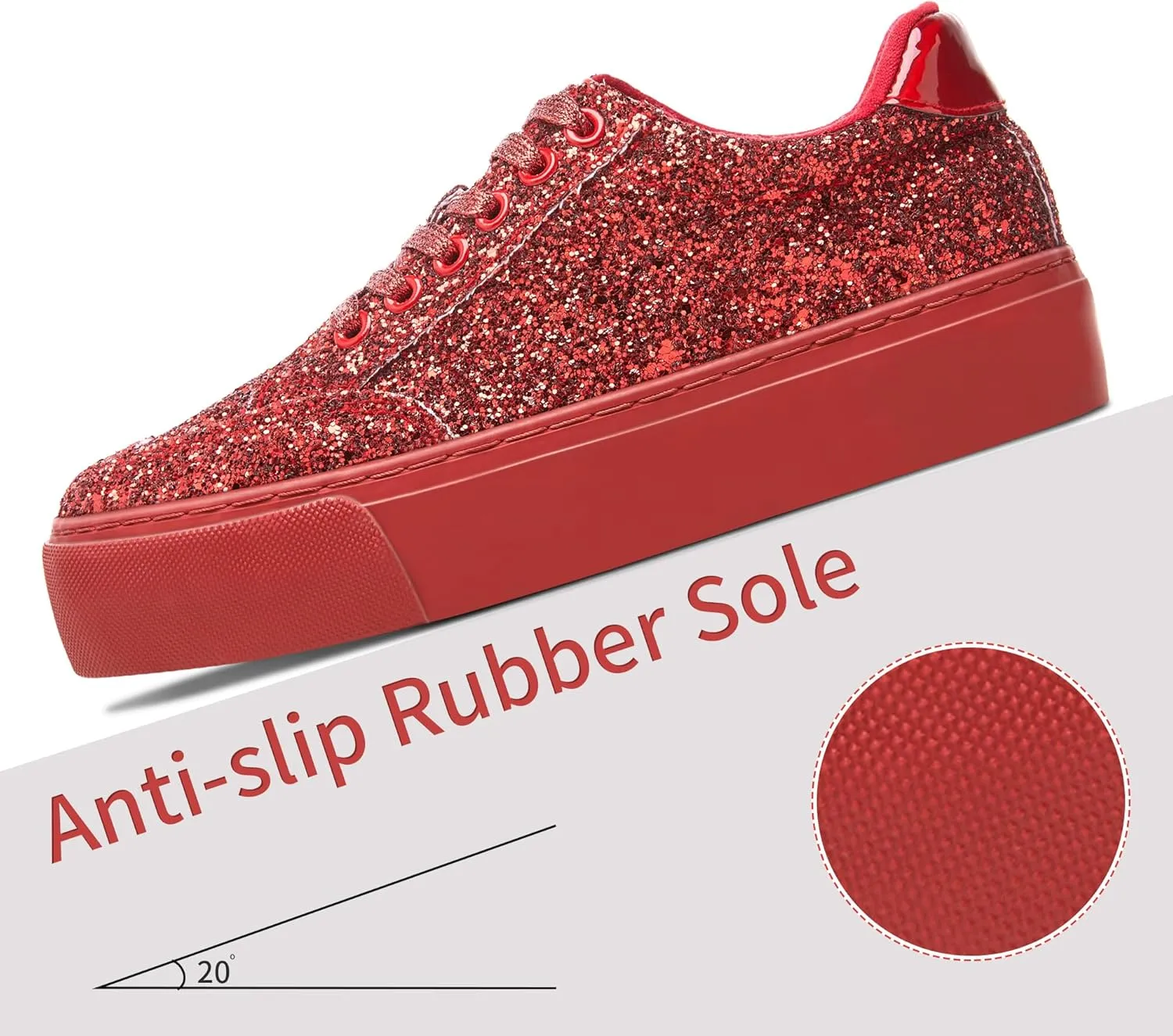 Jeekopeg Glitter Platform Sneakers Women Casual Sequin Sparkly Shoes Bling Thick Sole Walking Shoes Shiny Sequin Wedding Sneakers for Lady