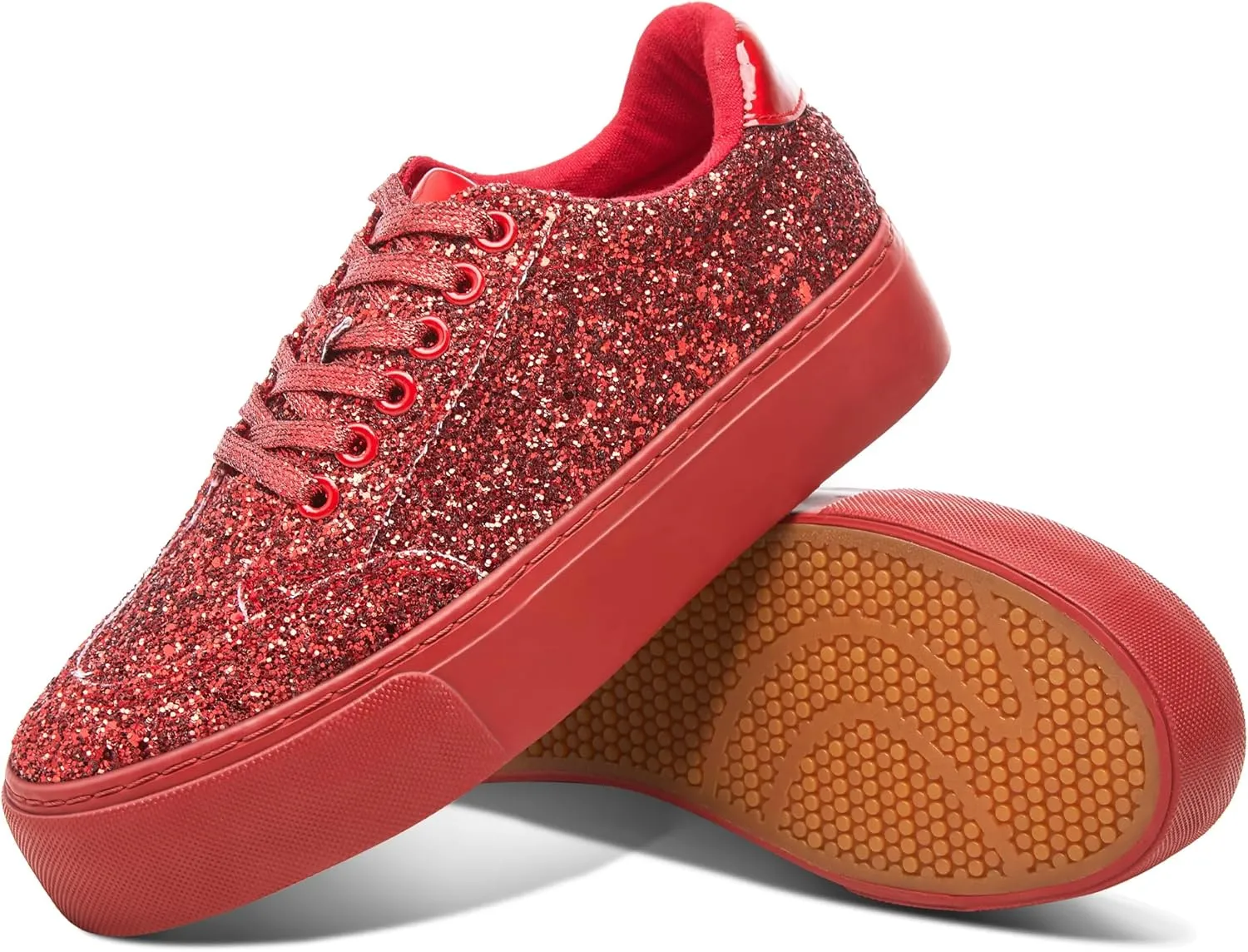 Jeekopeg Glitter Platform Sneakers Women Casual Sequin Sparkly Shoes Bling Thick Sole Walking Shoes Shiny Sequin Wedding Sneakers for Lady